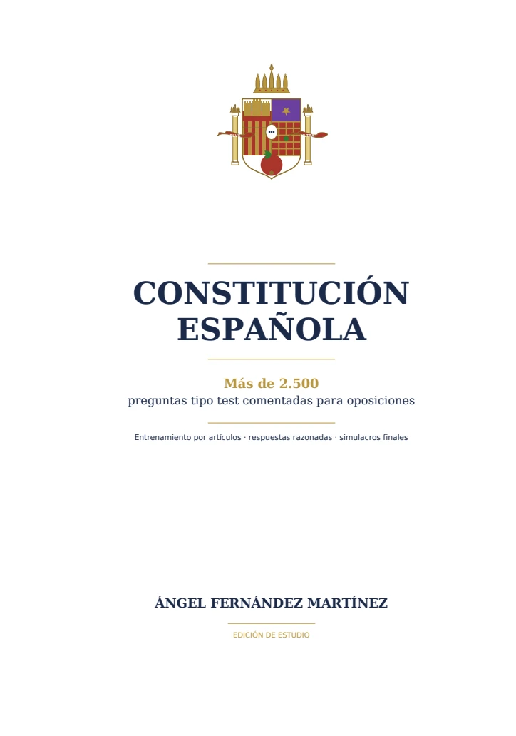 Portada original de Constitución Española, test comentados, de Ángel Fernández Martínez
